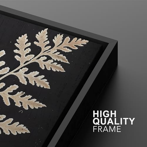 SIGNWIN Framed Canvas Print Wall Art Vintage Fern Leaf Silhouettes Natural Botanical Rustic Illustrations Modern Art Decorative Contemporary for Living Room, Bedroom, Office - 16"" x24 x2 Black - Image 5