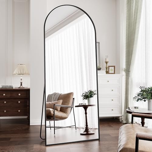 Prywot Arched Full Length Mirror, 58"x18" Floor Mirror with Stand, Black - Image 2