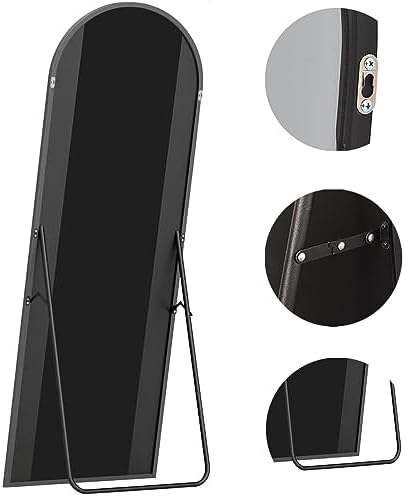 Full Length Mirror, 71"x30" Arched Floor Length Mirror, Oversized Standing Hanging or Leaning Against Wall Mounted Mirrors, Large Full Body Mirror with Aluminum Frame for Bedroom (Black) - Image 6