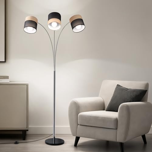 Floor Lamps for Living Room, Brushed Nickel Arc Floor Lamp, 3 Light Tall Floor Lights Living Room, 71" Mid Century Tree Floor Lamp for Bedroom, Office(Bulb not Included) - Image 3