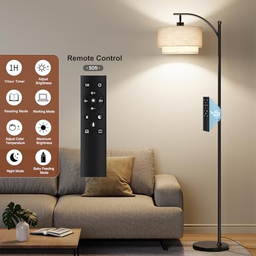 SUNMORY Arc Floor Lamps for Living Room with 12W Remote and Dimmable Bulb - Image 5