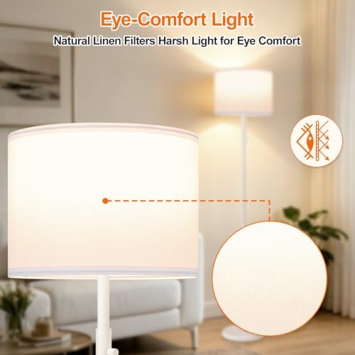 Floor Lamp Simple Design with Shade, Standing Lamps for Living Room Bedroom Office Dining Room Kitchen-White - Image 4