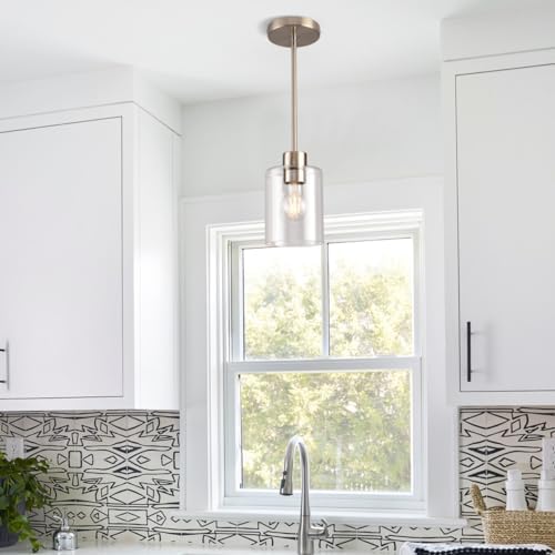 Brushed Nickel Pendant Lights,Modern Farmhouse Pendant Light,Light Fixture Kitchen Pendant Mini Hanging Light for Sink Island,Adjustable Height,Home Décor Lighting (Brushed Nickel 2 pack Stem Rod) - Image 3