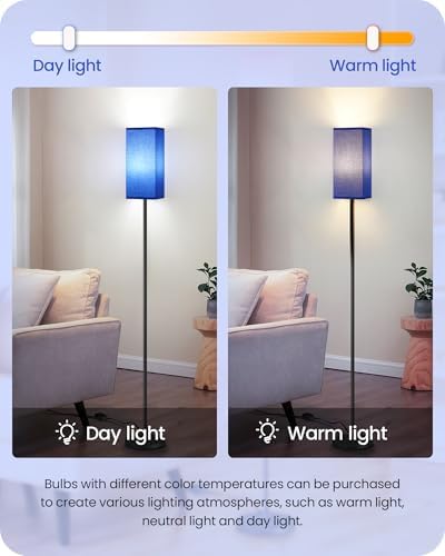 Floor Lamp, Pole Lamp with Foot Switch, Modern Standing Lamp Shade, Minimalist Freestanding Lamp (Bulb Not Included), for Living Room, Bedroom Office ETL Listed, Blue and Black U07LD05 - Image 6