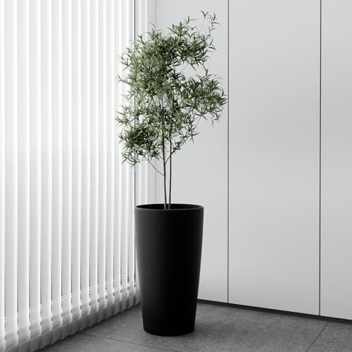 SnugNiture Set of 2 Round Tall Planters 22 Inch, Large Planter for Indoor Outdoor Plants, Modern Flower Pot Containers Large Decorative Tree Planter, Black - Image 6