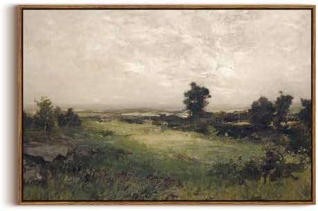 InSimSea Framed Canvas Wall Art Vintage Decor, Large Wall Art, Wild Field Landscape Painting Prints, Cottagecore Wall Decor for Living Room, Bedroom, Bathroom, Office Decorations, 20"x30" by InSimSeaArt