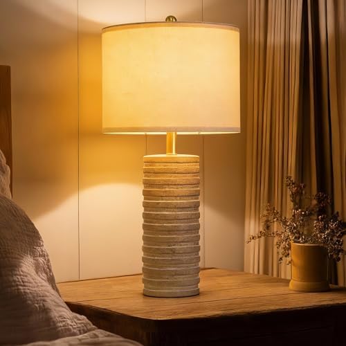 PoKat 27'' Farmhouse Table Lamps Set of 2 for Living Room, Stone-Like - Image 6