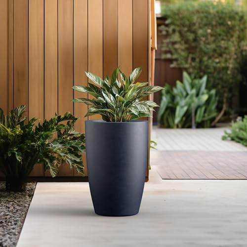 Kante Accent Round Tapered Charcoal Concrete Planter 18.1" Tall, Outdoor - Image 3