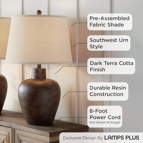 Glenn 27" Tall Table Lamps Set of 2 Terra Cotta Farmhouse Southwest Rustic - Image 3