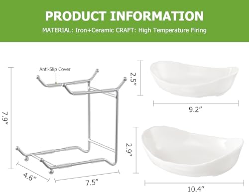 HBlife 2 Tier Fruit Bowl, Ceramic Fruit Basket for Kitchen Counter - Image 6