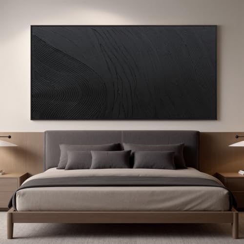 large black abstract wall art modern Hand-drawn canvas wall art decor for living room Line texture abstract wall decor Artwork for Walls pictures for bedroom office study Aesthetic Home Wall Decoration 39"×78" - Image 4
