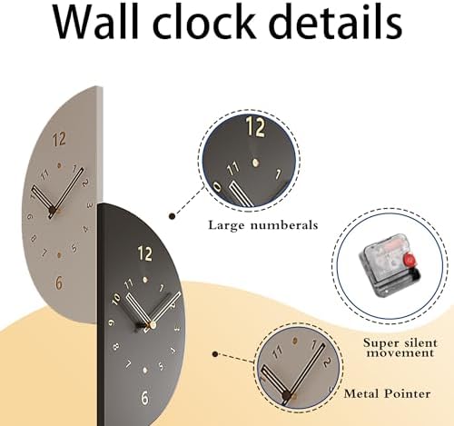 Semicircular Double Sided Corner Wall Clock with Pendulum, Silent Quartz Movement Battery Operated Vintage Boho Farmhouse Decorative Clock for Living Room Bedroom Kitchen Office Gym, Black & White - Image 5