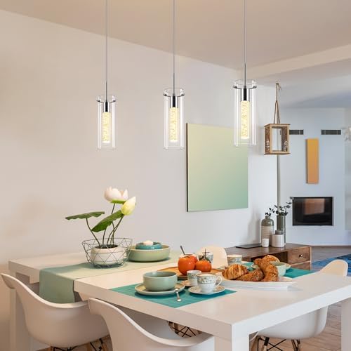 LED Crystal Pendant Light for Kitchen Island, Brushed Nickel, 1 Pack - Image 3