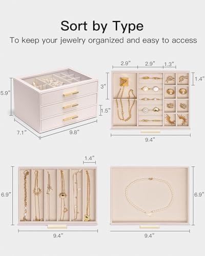 VLANDO Jewelry Box Organizer, 7-Layer Storage Drawers, Glass Window, Modern - Image 6