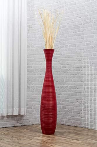 Leewadee Large Floor Vase 41 inches Mango Wood for Pampas Grass, Dried Flowers - Image 3