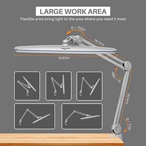 23-Inch LED Task Lamp with Clamp, 24W 2200LM, Silver - Image 3