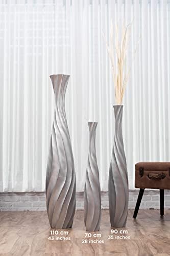 Leewadee Large Floor Vase 34 inches Mango Wood for Pampas Grass, Dried Flowers - Image 5