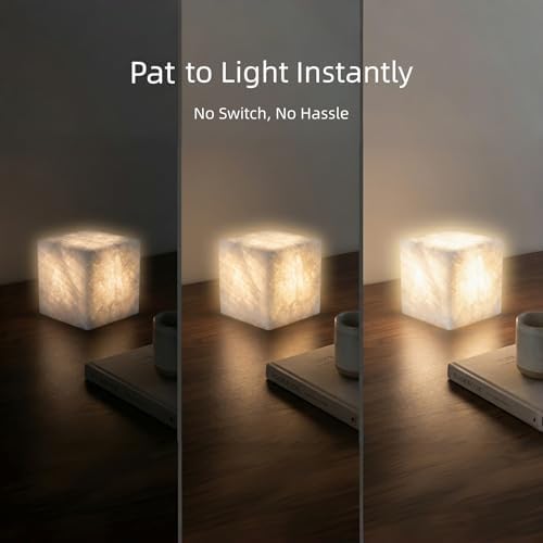 Marble Lamp Luxury Stone Table Lamp Type-C Rechargeable Touch Night Light Small Bedside Lamp Cordless Ambient Light for Home Decor, Bedroom, Living Room & Office (Crystal) - Image 5