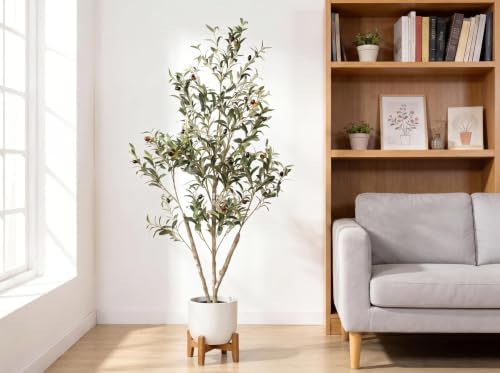 5ft Artificial Olive Tree, Realistic Faux Plant Indoor with Black Pot by Unknown