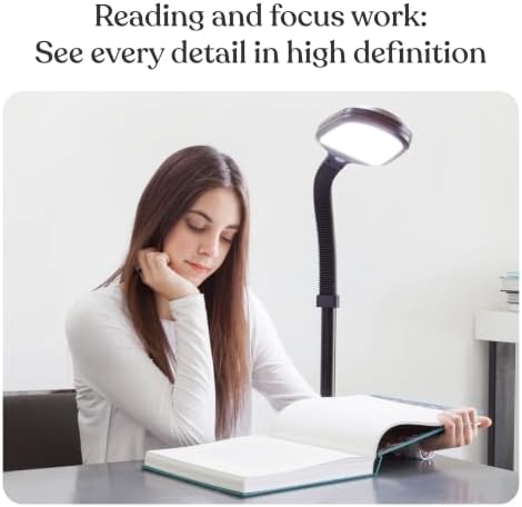 Brightech Litespan - Bright LED Floor Reading Lamp for Over Chair Crafts and Reading, Esthetician Light for Lash Extensions, Gooseneck Adjustable Standing Lamp for Living Room, Bedroom, Office - Black - Image 2