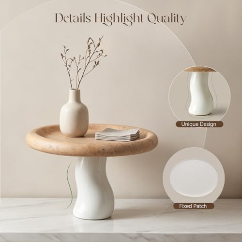 SAMAH Natural Marble Tray, Art Fruit Bowl for Kitchen Counter, Living Room, Vanity, Coffee Table Decor, Mushroom Jewelry Tray for Trinkets, Perfume, Keys, Housewarming Gifts New Home (Yellow) - Image 3
