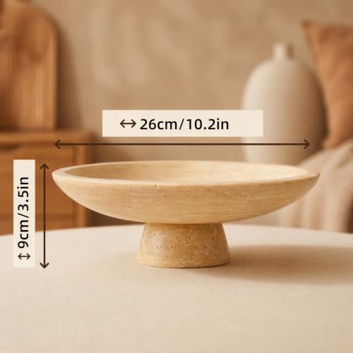 10.2" Natural Travertine Fruit Bowl,Stone Decorative Bowl,Beige - Image 2