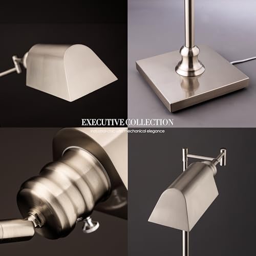 O’Bright Arcadia - Pharmacy Floor Lamp, Full Range Dimming, Swing Arm Task Lamp, E26 Socket, Bulb Replaceable, Adjustable Height 47” to 55”, 360° Rotatable Shade, All-Metal Design, Brushed Nickel - Image 5
