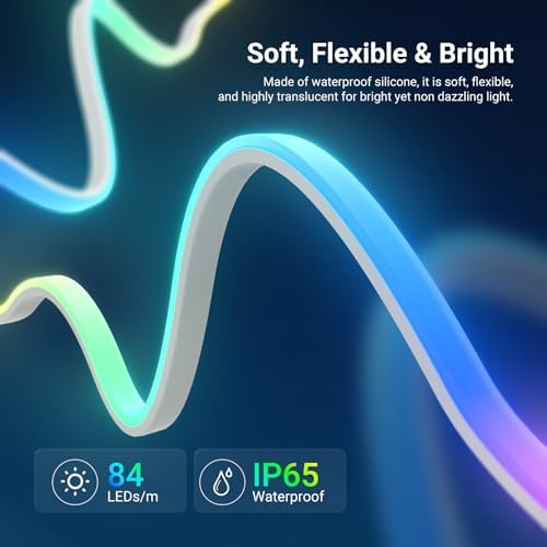 NEEWER 9.84ft/3m LED Strip Lights Front Lit, Smart AI RGB IC Cuttable Neon Rope Light, App Control Color Changing, Bedroom Gaming Room Home Indoor Wall Decor, Compatible with Google and Alexa, NS01 - Image 2