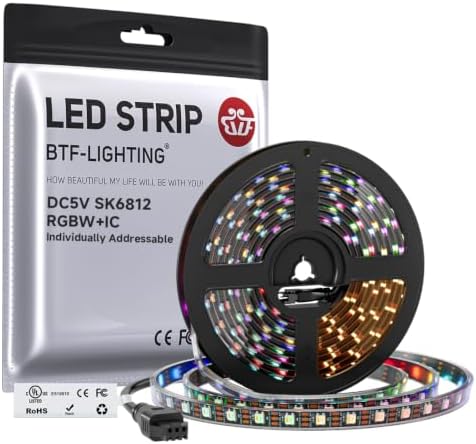 BTF-LIGHTING RGB+Warm White SK6812 LED Strip 16.4FT 300LED DC5V IP67 by BTF-LIGHTING