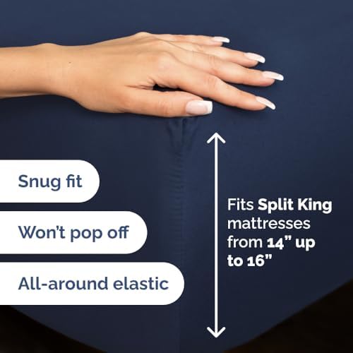 Flex Top Split Head King 4 Piece Sheet Set - Soft & Breathable - Navy Blue - Image 4