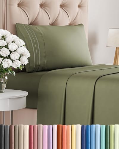 Twin Size 3 Piece Sheet Set - Breathable & Cooling Sheets - Sage Green by CGKUnlimited