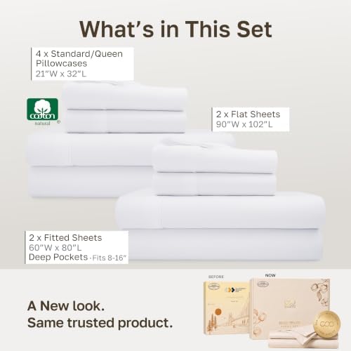 California Design Den 2-Pack Soft 100% Cotton Sateen Queen Sheets Set,White - Image 3
