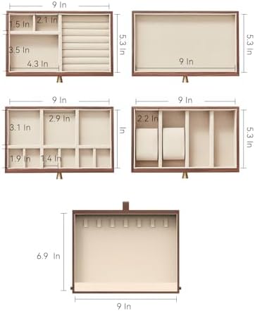 CHOSIN Walnut Jewelry Box Wood for Women with Vertical Neclace Hooks - Image 6