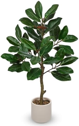 Briful 3 ft Artificial Magnolia Tree in Cream Plastic Pot by Briful