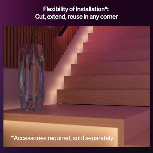 Hue Flux 16-Foot LED Strip Light, 3000 lm, Vibrant Color and Ambiance, Flexible Indoor Lighting, Chromasync™ Color Blending, RGBWWIC, Cuttable, Extendable, Reusable, App & Voice Control, (Pack of 4) - Image 4