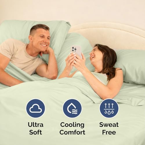 Flex Top Split Head King 4 Piece Sheet Set - Ultra-Soft - Light Sage Green - Image 5