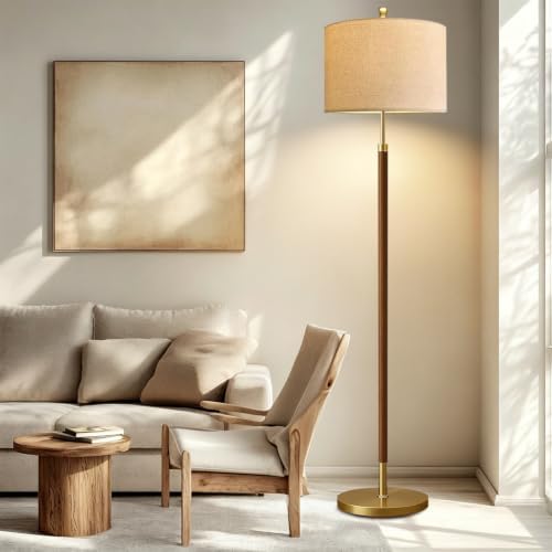 Wood Floor Lamps for Living Room Farmhouse Floor Lamp with Remote Control,Dimmable Vintage Floor Lamp Mid Century Modern Standing Lamp with 3 Color Temperature Tall Floor Lamps For Bedroom Corner - Image 7