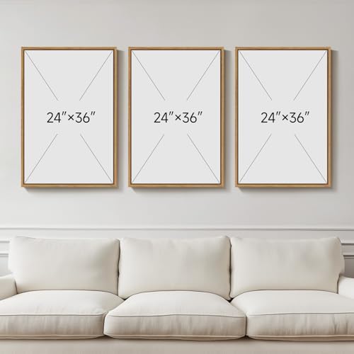 Large Framed Neutral Beige Abstract Wall Art for Living Room, 3 Piece 24x36 - Image 3