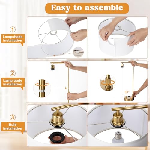 Innqoo Brown Bedside Lamps Set of 2, Fully Dimmable Lamps for Night Stands, USB A+C - Image 5
