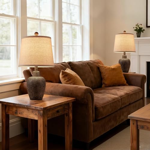 21" Table Lamps for Bedroom Set of 2 Small Farmhouse Bedside Lamps for Living Room Rustic Cottage Jar-Shaped Lamp for Nightstand Retro Brown Finish,Bulbs Not Included ﻿ - Image 6