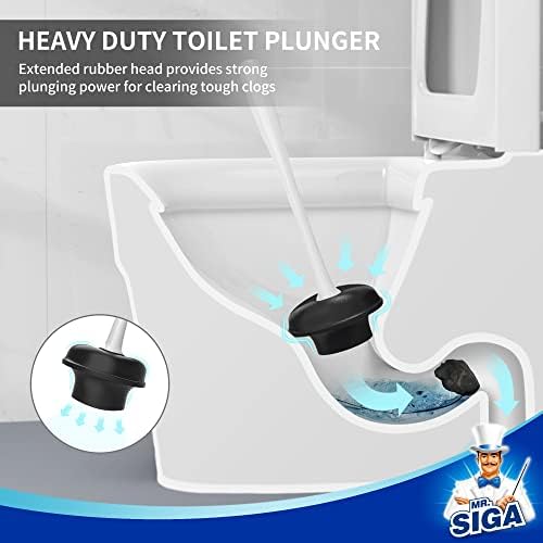 MR.SIGA Toilet Plunger and Bowl Brush Combo for Bathroom Cleaning, White (Pack of 12) - Image 4