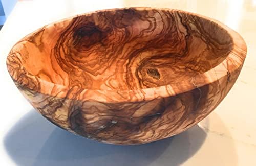 12" Artisan Olive Wood Serving Bowl/Centerpiece Rare Decorative Wooden Bowl for Fruit, Salad, Snacks, Chips. Popcorn. In Small 6", Med 7", Lg 8", XL 11", XXL 12". (XXL 12 inch) by OrchardHardwoods