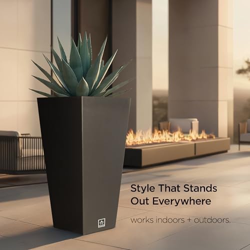 Tall Outdoor Planter 30 Inch 2-Pack, Tapered Design with Drainage Holes - Image 4