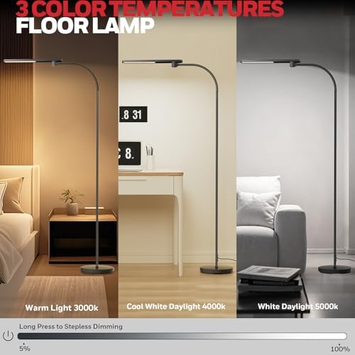 Honeywell LED Floor Lamp Dimmable Gooseneck Reading Living Room Bedroom 77" - Image 4