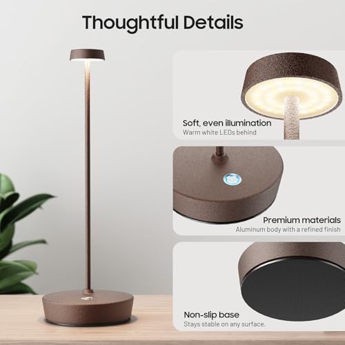 2 Pack Rechargeable Cordless Table Lamp, 6000mAh Battery Table Light - Image 6