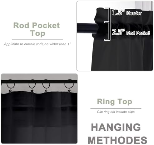 OWENIE Black Sheer Curtains 63 Inch Long 2 Panels for Living Room 59" Wide - Image 4