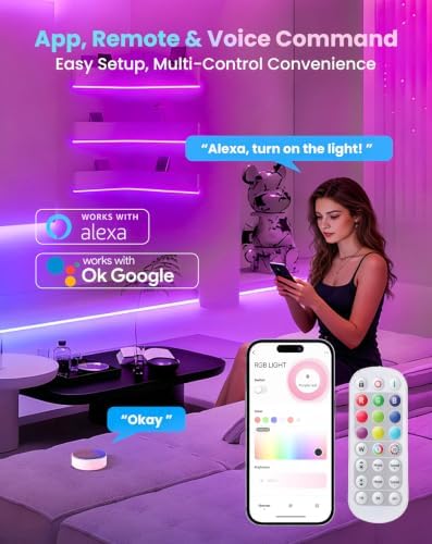 Shine Decor Smart LED RGB Neon Rope Lights AC 120V, ETL Expandable Color Changing Dimmable with Remote Compatible with Alexa, Google Assistant, Cold-Resistant & IP65 Waterproof, 8x16 mm, 16.4FT - Image 2