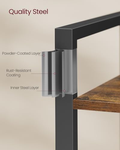 VASAGLE 6-Tier Bookshelf, Bookcase with Steel Frame, Book Shelf for Living Room, Home Office, Study, 11.8 x 26 x 73.2 Inches, Industrial Style, Rustic Brown and Ink Black ULLS062B01 - Image 6