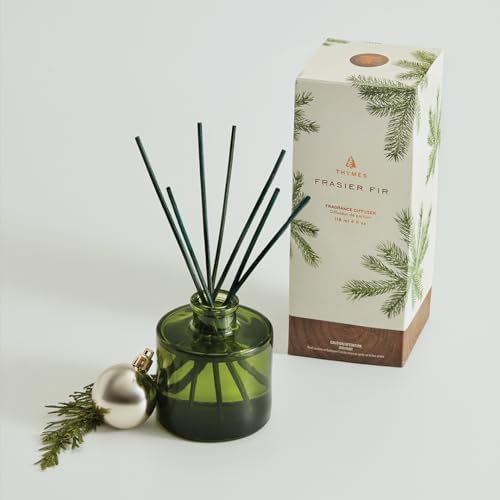 Thymes Frasier Fir Reed Diffuser Set – Includes Reeds, Fragrance Oil, and Frosted Glass Bottle – Fragrance Oil Diffuser – Room Fresheners – Luxury Home Decor – Green (Heritage, 4 fl oz) - Image 2
