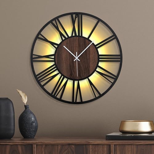 20 Inch Large Metal Wall Clock with Voice and Light Sensor Night Light, Glow in The Dark Non-Ticking Silent Battery Operated Decorative Oversized Wall Clock for Bedroom Living Room Decor by ArtfulClocksBeautifulMoments